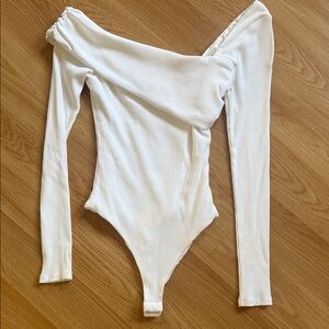 Lovers and Friends White Off-Shoulder Bodysuit Long Sleeve Size Small REVOLVE